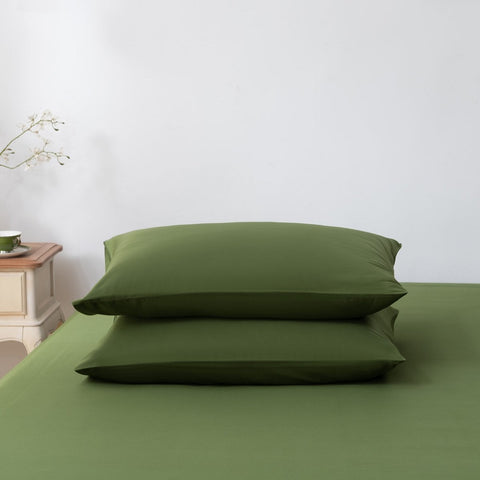 Set of 2 Premium 400-Thread-Count Bamboo Pillowcases – Deep Moss / Deep Moss Green