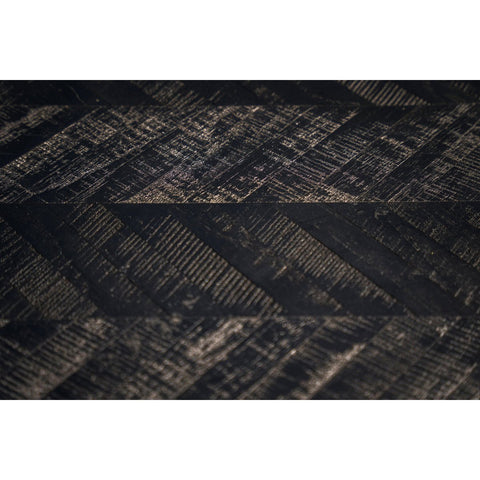 Tavolo Alto in Teak con Intarsio a Spina di Pesce Herringbone – Nero (L 140 cm)