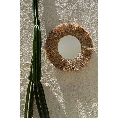 Specchio Rotondo da Parete in Rafia e Conchiglie La Palma M (60 cm)