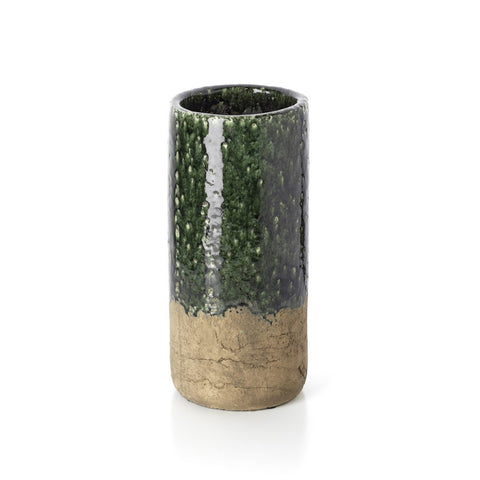 Vaso Scultoreo Cilindrico in Gres The Moss – Verde Cemento
