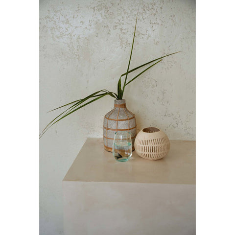 Vaso Sinuoso in Terracotta e Rattan The Whoopy L (13x24 cm)