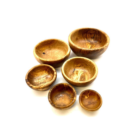 Set di 6 ciotole TONDE in legno d’ulivo