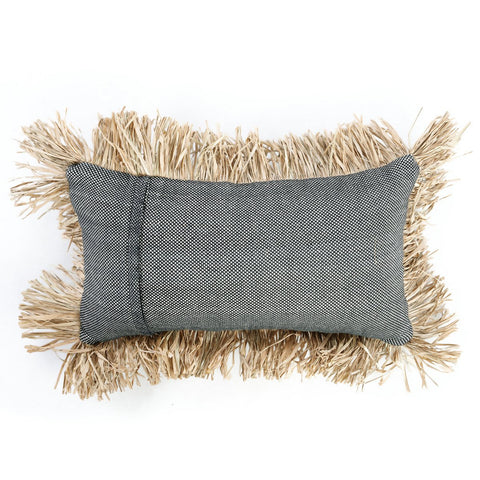 Fodera per Cuscino in Cotone e Rafia The Cotton Bonita – Nero Naturale (30x50 cm)