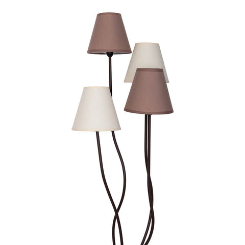 Lampada da Terra Multi-Paralume "Boho" – 4 Paralumi in Cotone Beige e Marrone (H: 138 cm)