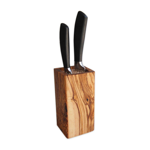 Ceppo portacoltelli universale in legno d'ulivo naturale