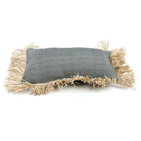 Fodera per Cuscino in Cotone e Rafia The Cotton Bonita – Nero Naturale (30x50 cm)