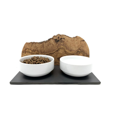 mangiatoia gatti duo mountain 0 4 litri legno ulivo