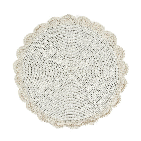 Tovaglietta Rotonda in Alghe e Macramè "The Macrame Marriage" – Bianca