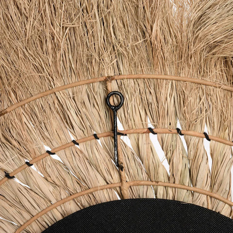 Specchio Rotondo da Parete in Rattan ed Erba Piumata The Pretty Blonde L (90 cm) - Naturale