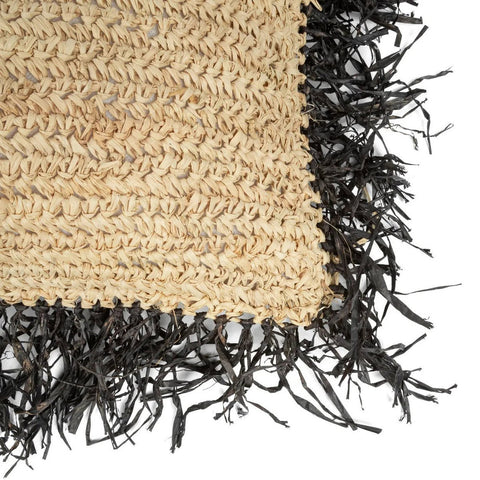 Fodera per cuscino in rafia quadrata - Nero naturale - 60x60 cm