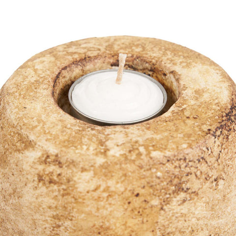 Terracotta Cavestone Candle Holder – Cream