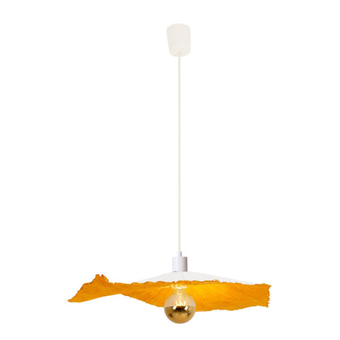 Lampada a Sospensione in Carta Plissettata Modellabile "Pazza" (Ø 56 cm) – Bianco & Dettagli Oro