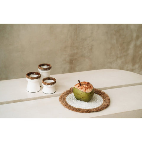 The Water Hyacinth Rafia Placemat - Natural White