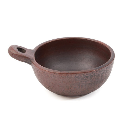 Ciotola per salse in terracotta naturale con manico laterale Salsa Etnica 12 cm
