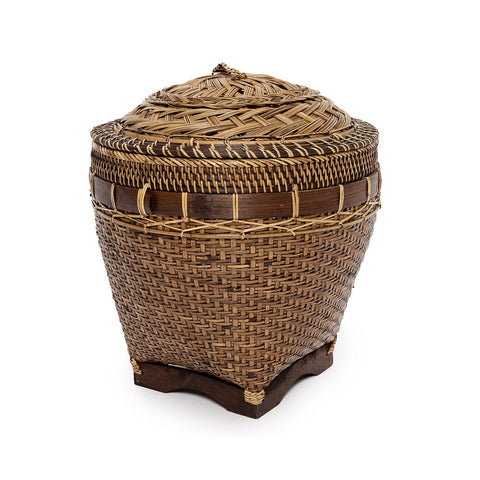 Cestino Portaoggetti Coloniale in Rattan – Marrone Naturale (Grande, H 45 cm)