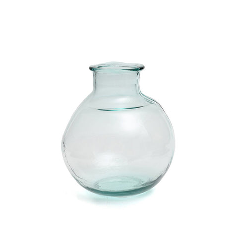 Vaso moderno a bolla in vetro riciclato blu trasparente Yugang 25x31 cm.