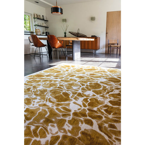 Tappeto Flatweave Eco-Sostenibile "Swim" – Zafferano (Oro, Beige e Bianco)