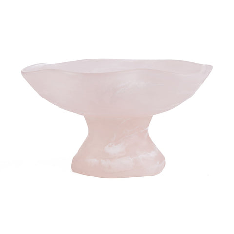 Alzata Portafrutta Scultorea in Resina Organica – Rosa e Bianco (Ø 27 cm)