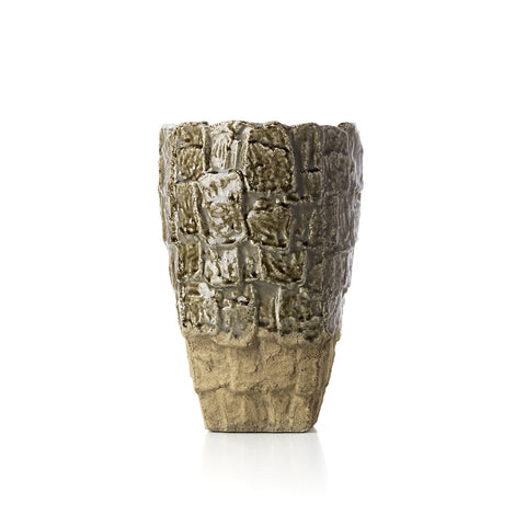 Vaso imponente da terra in gres effetto pietra grigia e cemento The Rock Texture