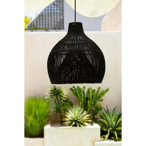 Lampada a Sospensione in Rattan Lobster Trap – Nero (Grande, Ø 50 cm)