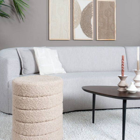 Pouf Rosa Teddy Beige – Pouf Design Japandi 53 x Ø43 cm