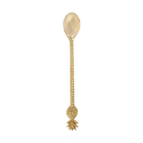 Cucchiaio lungo Ananas in ottone massiccio color oro con dettaglio tropicale