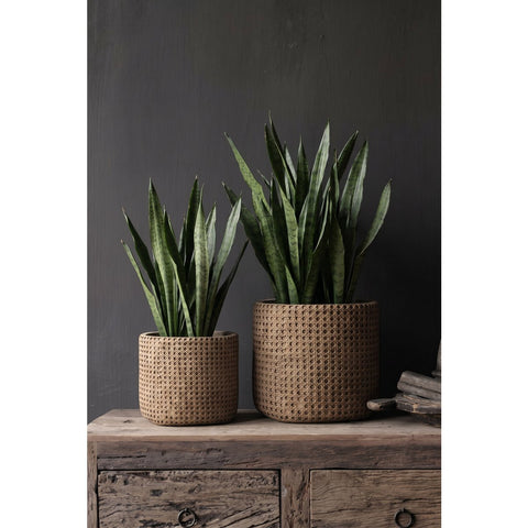 RattanRock Extra-Large Concrete Planter with Woven Look – Natural - XL