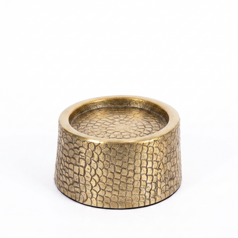 The Croco Sculptural Brass Candle Holder – Crocodile Finish (Medium, H 22 cm)