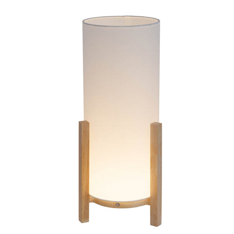 Lampada da Tavolo a LED in Legno e Tessuto "Madita" (H: 48 cm) – Ricaricabile con Touch Dimmer