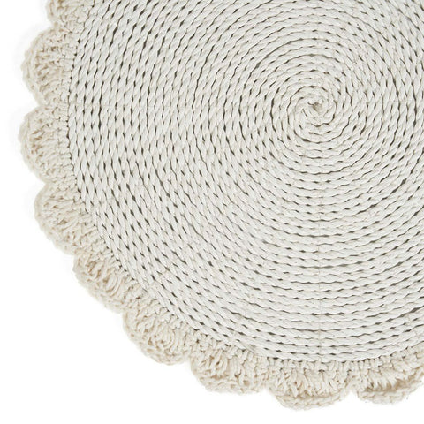 Tovaglietta Rotonda in Alghe e Macramè "The Macrame Marriage" – Bianca