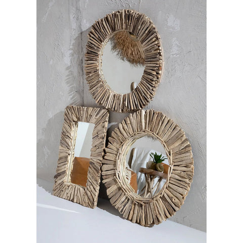 Specchio Rettangolare in Legno di Mare Driftwood M (60x41 cm) - Naturale | Sumi Design