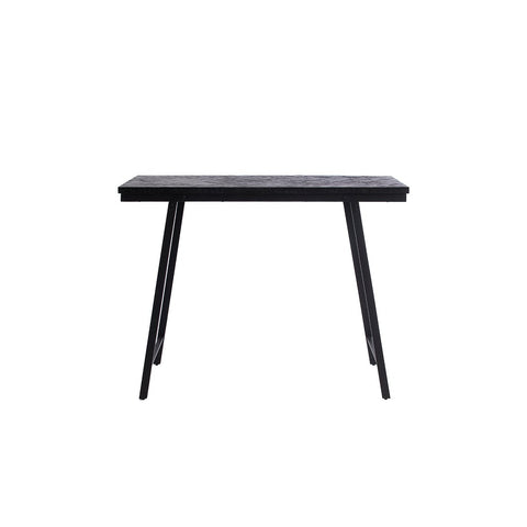 Tavolo Alto in Teak con Intarsio a Spina di Pesce Herringbone – Nero (L 140 cm)