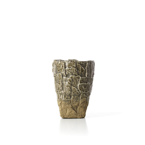 Piccolo vaso scultoreo in gres effetto pietra grigia The Rock Texture S 17,5x24 cm