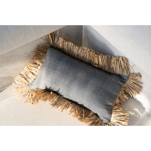 Fodera per Cuscino in Cotone e Rafia The Cotton Bonita – Nero Naturale (30x50 cm)