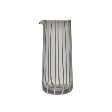 Mizu Hand-Blown Striped Grey Glass Water Carafe (H 23 cm)