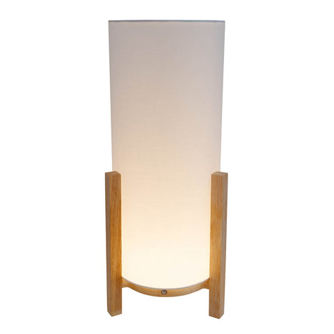 Lampada da Tavolo a LED in Legno e Tessuto "Madita" (H: 48 cm) – Ricaricabile con Touch Dimmer