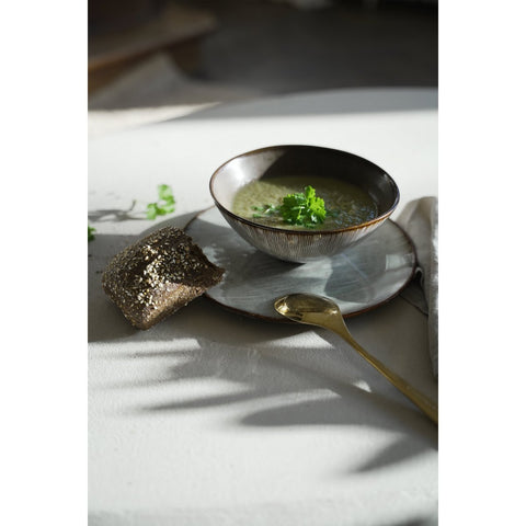 Ciotola per Cereali in Gres Fatta a Mano Peniche – Sfumature Bianco-Grigio e Marrone (Ø 16 cm, 660 g)