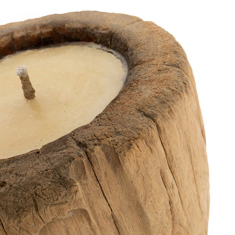Candela Scultorea in Tronco di Legno e Vaso Tradizionale (34x38 cm)
