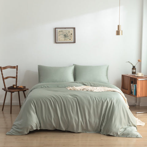 Tanboocel™ 400TC Bamboo Bedding Set in Sage Green – 3-Piece Single Set