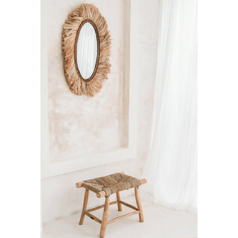 Porto M Natural Seagrass and Wood Stool