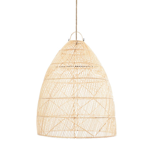 Lampada a sospensione The Twister in rattan naturale – M