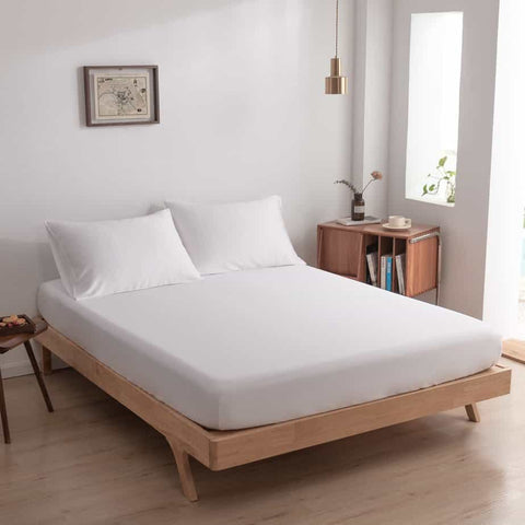 Premium White Bamboo Fitted Sheet - Up to 30 cm - 400TC Tanboocel - White Coconut