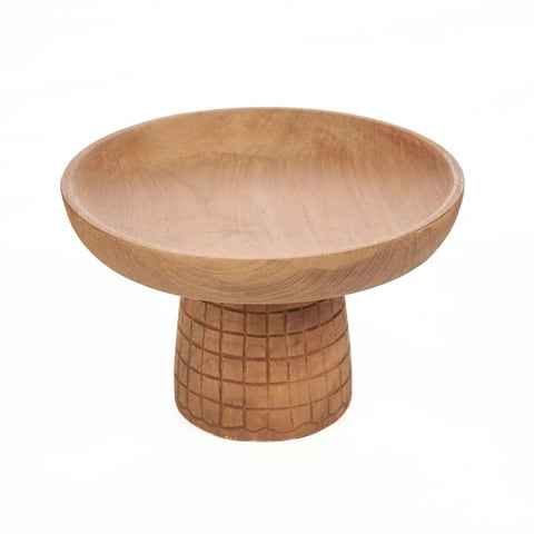 Alzata per Torta e Pasticceria in Legno Massello di Teak "Kotak-Kotak" (Ø 24 cm)