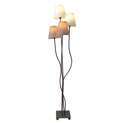 Lampada da Terra Multi-Paralume "Boho" – 4 Paralumi in Cotone Beige e Marrone (H: 138 cm)