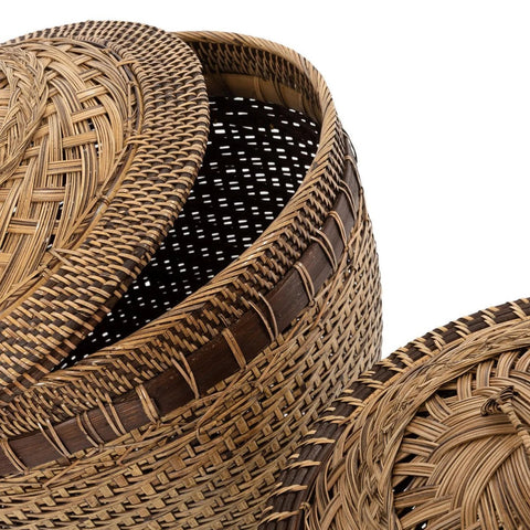 Cestino Portaoggetti Coloniale in Rattan – Marrone Naturale (Medio, H 40 cm)