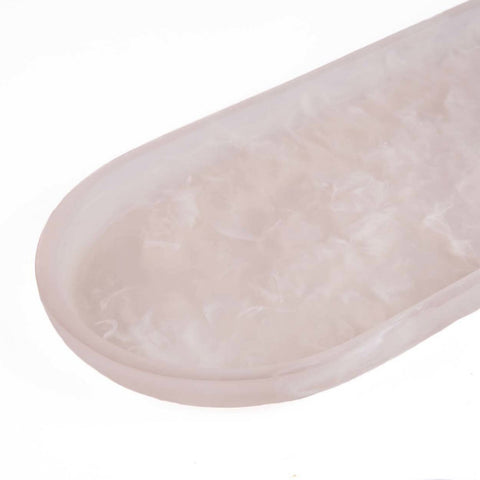 Oval Resin Serving Plate – Pink and White (44x19 cm)