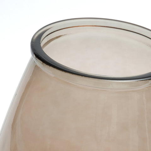 Vaso da Terra e Tavolo in Vetro Riciclato Qiezi – Beige e Fumè (Grande, Ø 29 cm)