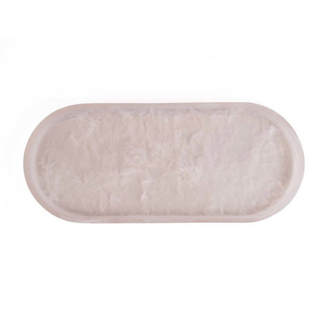 Oval Resin Serving Plate – Pink and White (44x19 cm)