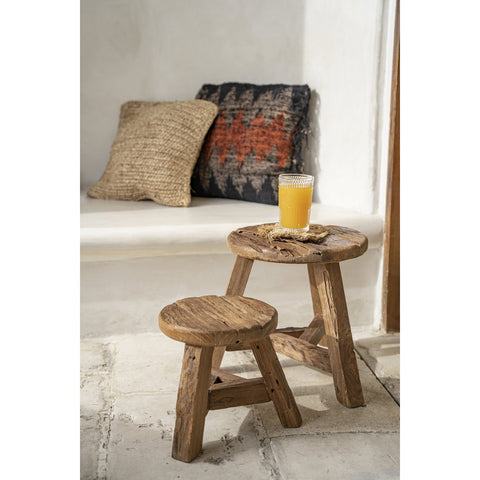 Sgabello Treppiede in Teak Recuperato Yatai – Grande