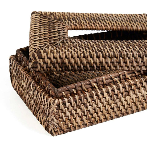 Porta Fazzoletti in Rattan Intrecciato – Marrone Naturale (27x14 cm)